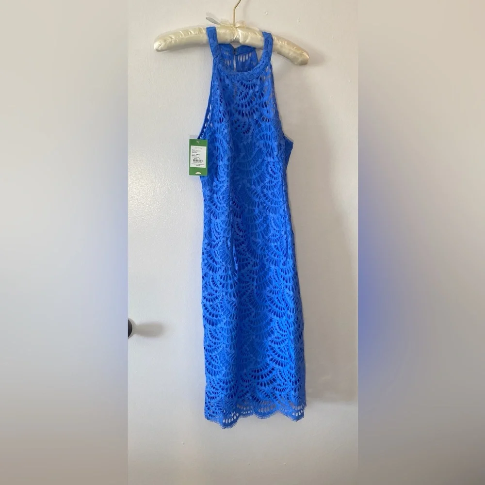Lilly Pulitzer Kenna Blue Halter Neck Lace Dress Size 4 Nwt - Picture 2 of 4